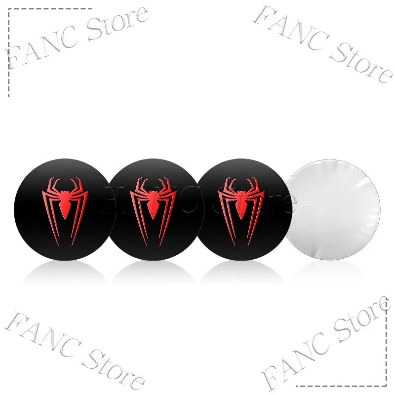 4 Pcs Red Spider Wheel Center Cap Stickers