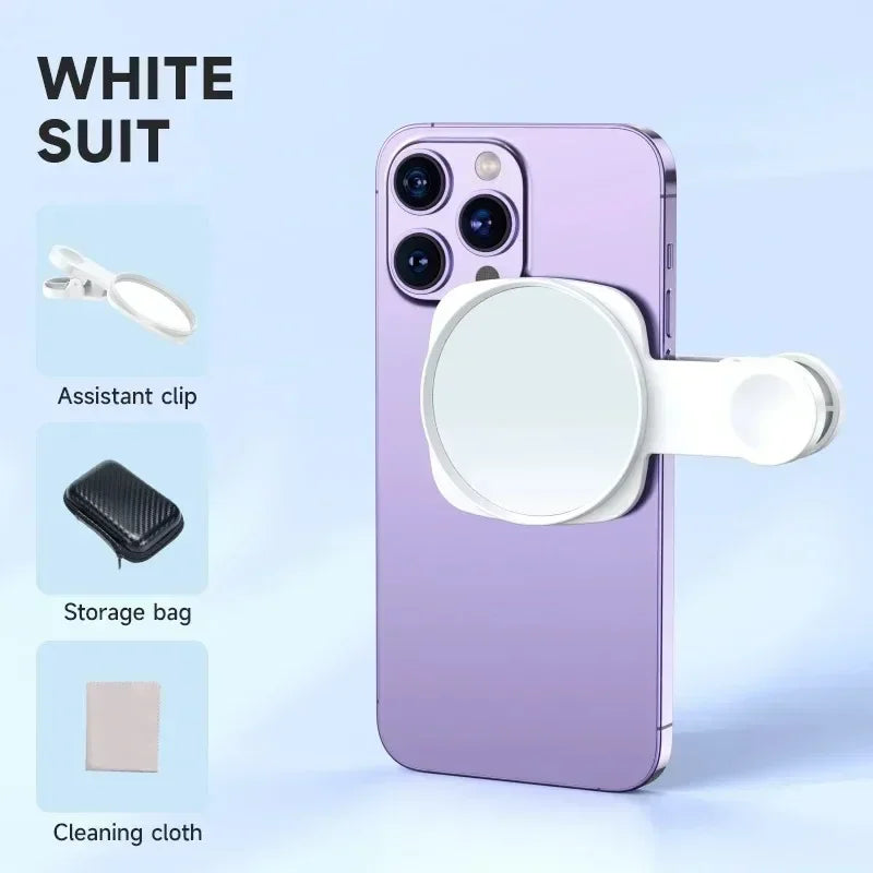 Smartphone Camera Mirror Reflection Clip Kit Portable Mobile Phone Camera Mirror Clip With Storage Bag Phone Rear Selfie Mirror