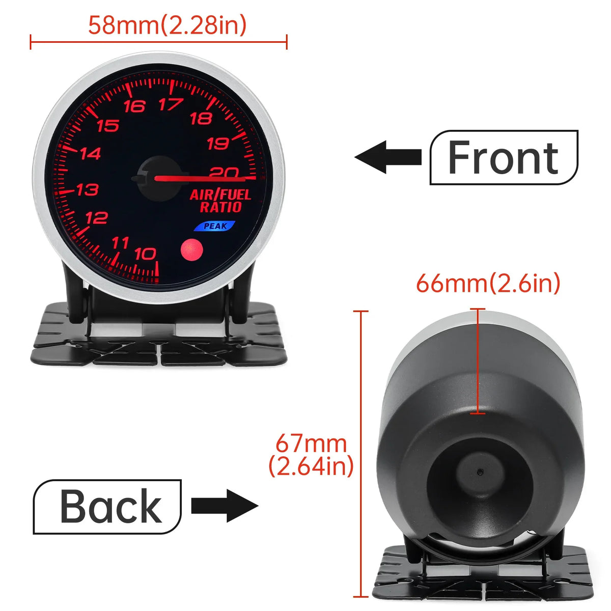 2 Inch 52mm Smoke Lens Turbo Boost Gauge | 8 Color Backlight Car Gauge with Sensor MyPetiteCar.com