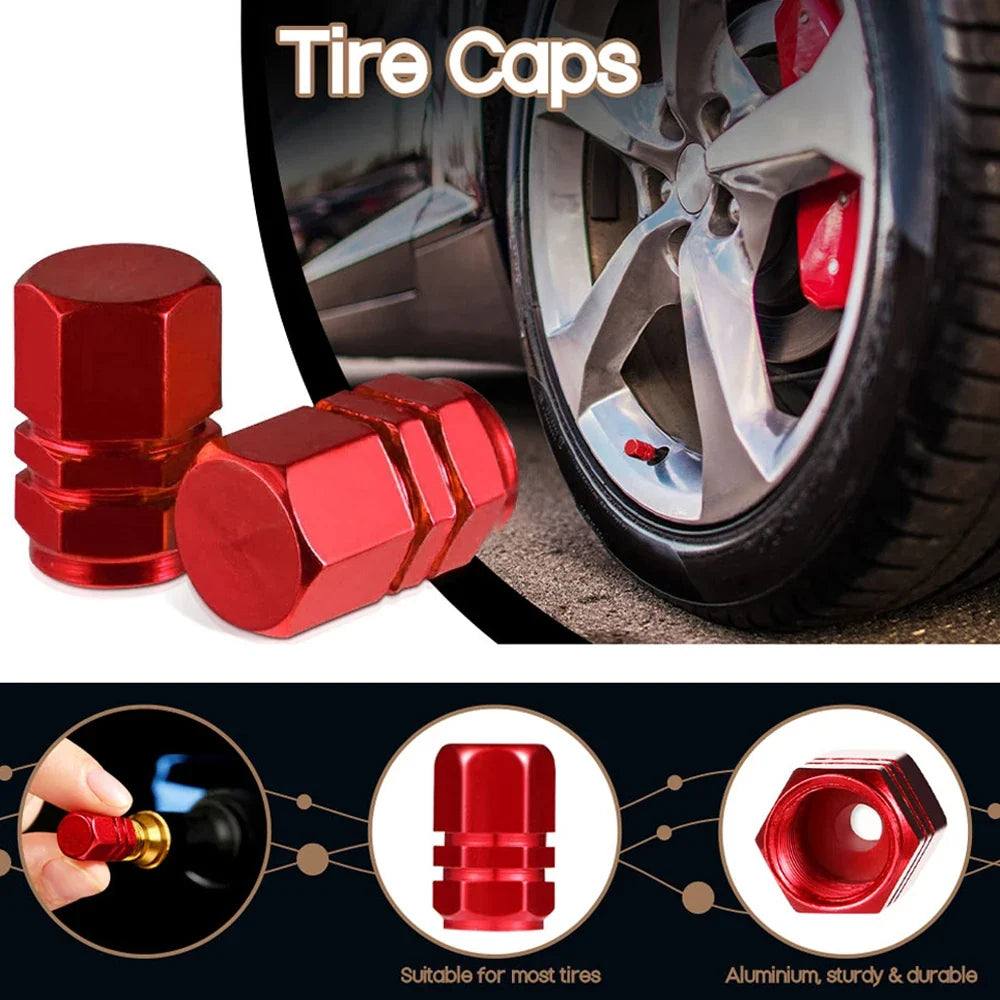 Aluminum Alloy Tire Valve Caps | 5 or 10 Pack Waterproof Dustproof Stem Covers MyPetiteCar.com