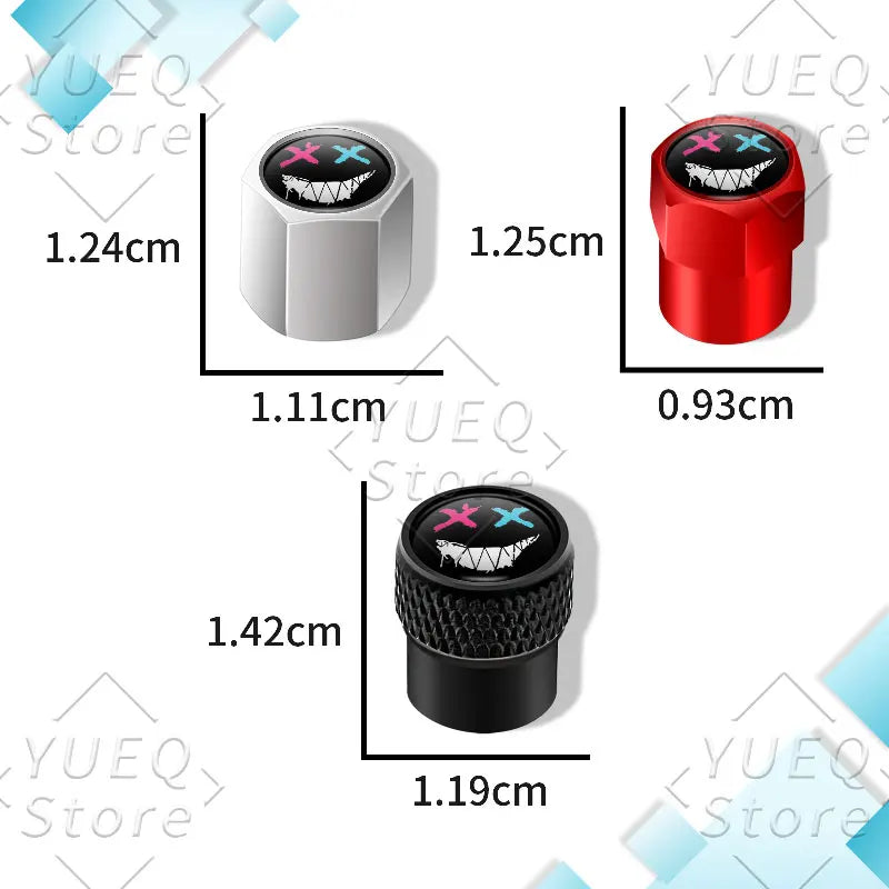 4Pcs XX Smiling Face Logo Pattern Car Tire Valve Caps | Universal Aluminum Tire Stem Covers MyPetiteCar.com