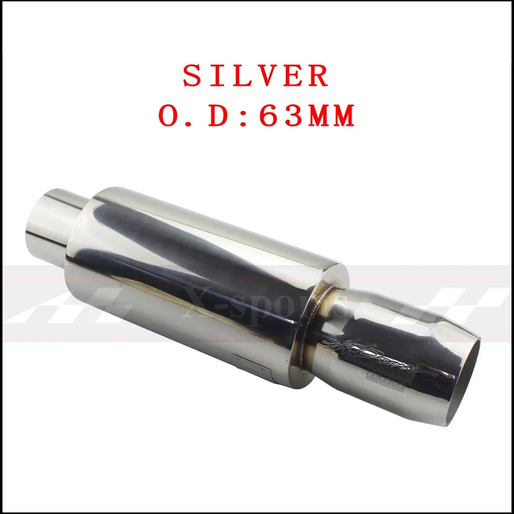 Universal Stainless Steel Exhaust Pipe Muffler | 51-63mm Inlet 89mm Flat Outlet MyPetiteCar.com