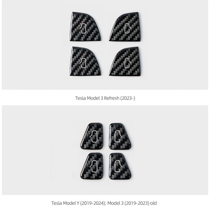 For Tesla Model 3 Highland Model Y Carbon Fiber Door Switch Trim | Interior Stickers MyPetiteCar.com