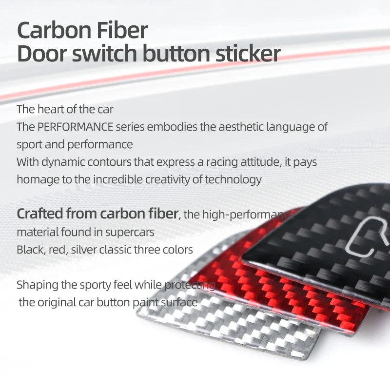 For Tesla Model 3 Highland Model Y Carbon Fiber Door Switch Trim | Interior Stickers MyPetiteCar.com