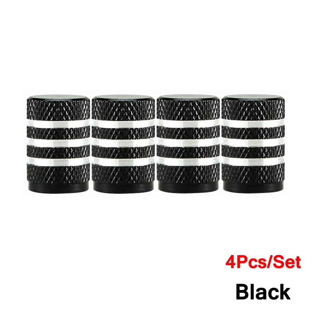 DSYCAR 4Pcs Silver Aluminum Knurling Tire Valve Stem Caps | US Schrader Compatible MyPetiteCar.com