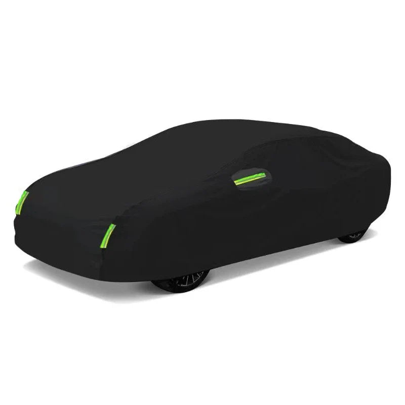 Full Car Cover with Reflective Strips | Black, Dustproof, Sunshade, Universal Fit MyPetiteCar.com