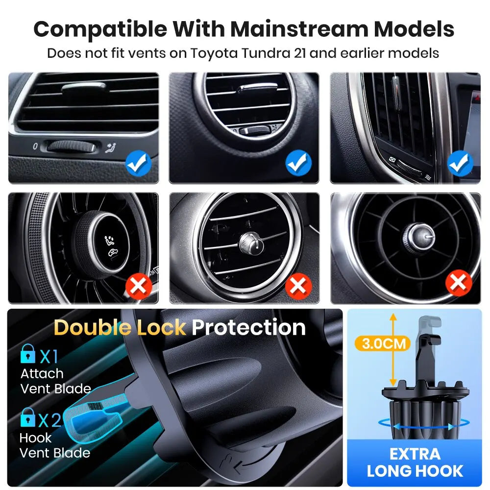 TOPK Car Phone Holder Air Vent Mount | 360° Rotation Gravity Expansion for 4"-7" Smartphones MyPetiteCar.com