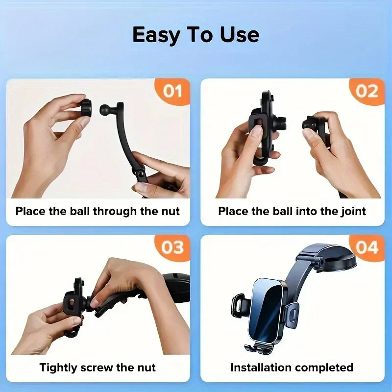 Adjustable Car Phone Mount | 360° Swivel Dashboard Cradle with Strong Suction MyPetiteCar.com