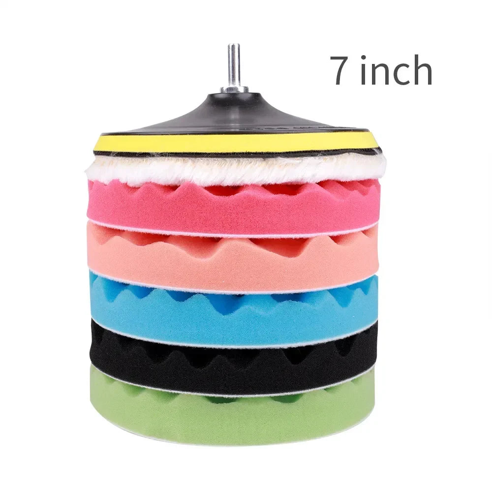 8Pcs 3/5/7 Inch Car Polishing Kit | Self-Adhesive Buffing and Waxing Pad Set with Drill Adapter MyPetiteCar.com