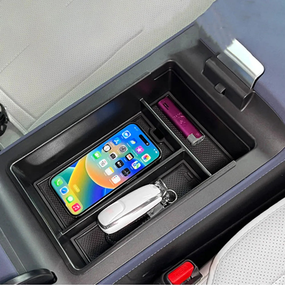 Xpeng G6 Center Console Armrest Storage Box | Custom Fit ABS + Silicone Organizer Tray MyPetiteCar.com