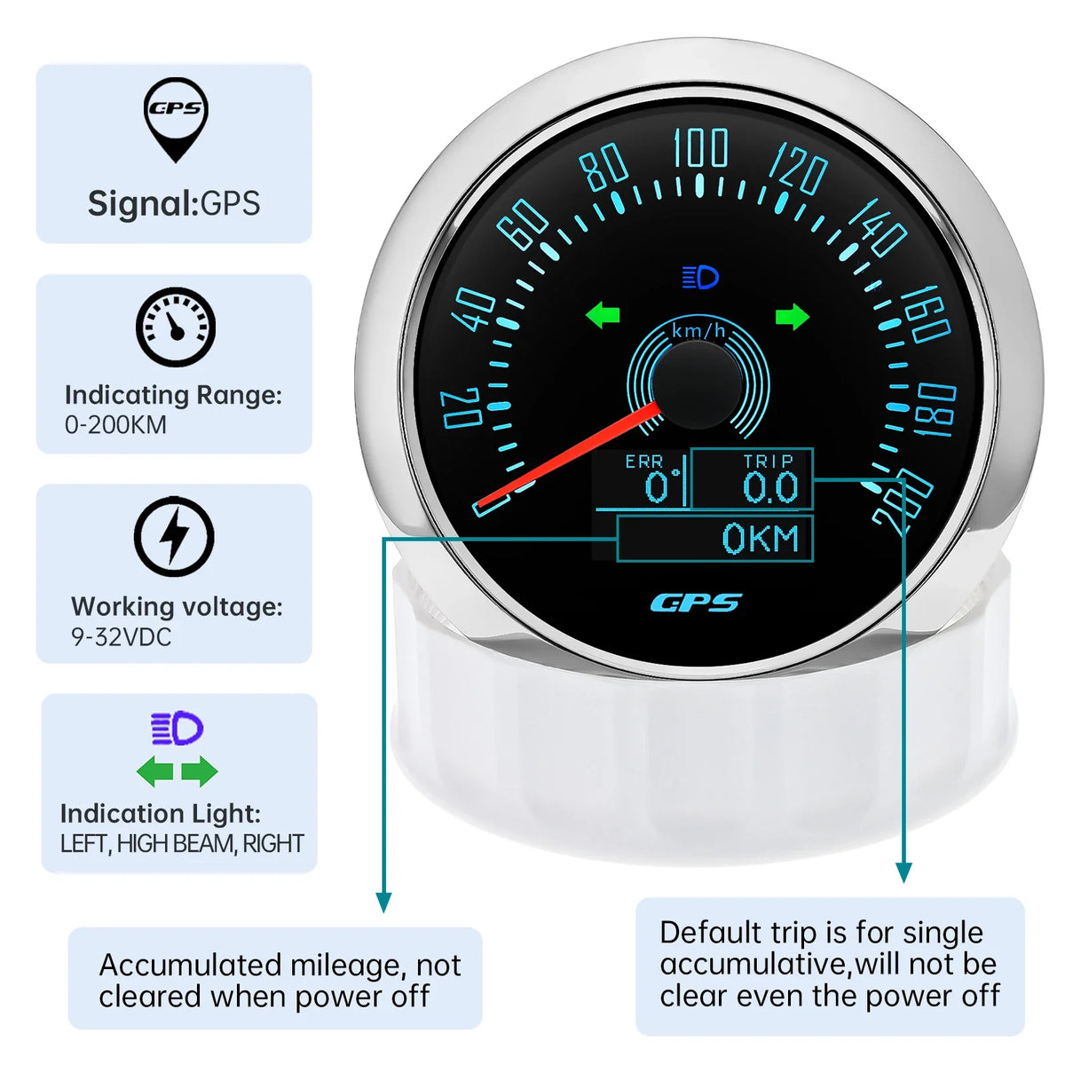 85mm GPS Speedometer 0-160 MPH 0-200 KM/H with 7 Color Backlight | Digital Speed Gauge for Car, Marine, Boat MyPetiteCar.com