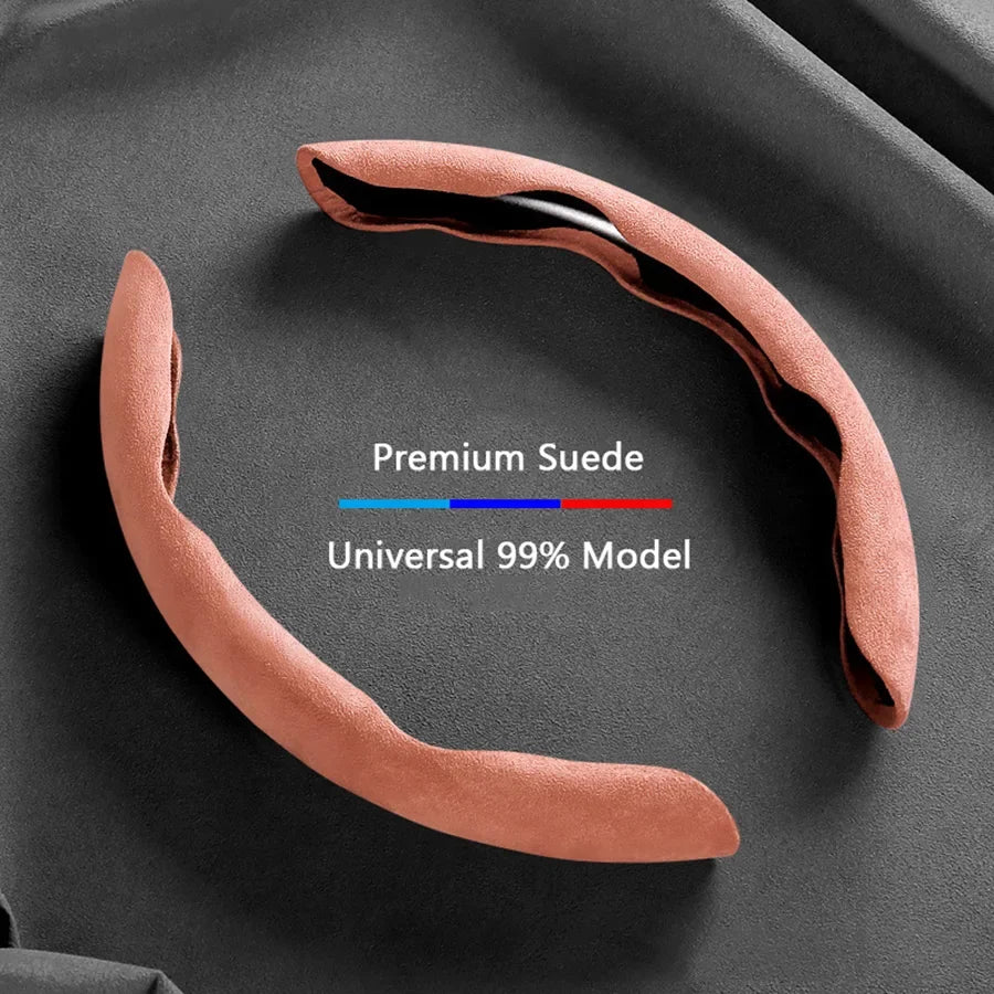 Suede Universal 38CM Car Steering Wheel Booster Cover Non-Slip Auto Interior Steer Protector Decoration Accessories-Brown MyPetiteCar.com
