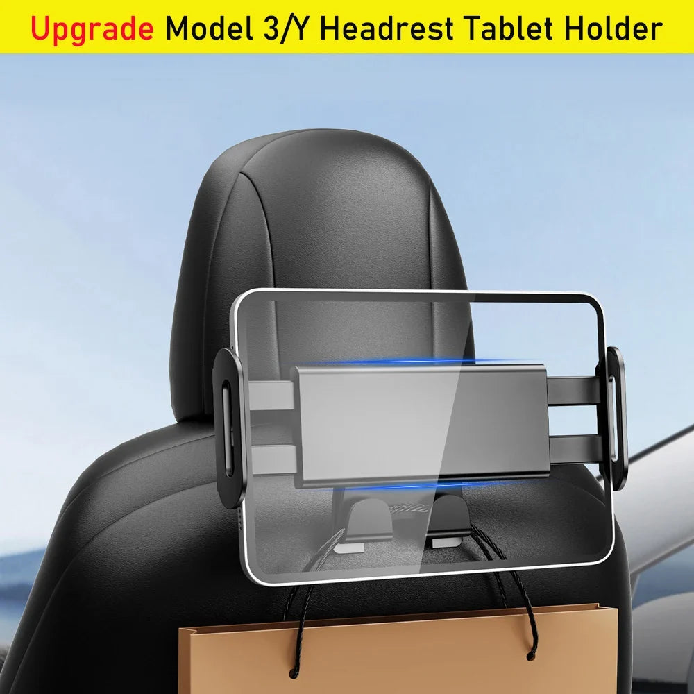 Headrest Tablet Holder for Tesla Model 3 Y Juniper | Back Seat Phone Mount with 360° Stand MyPetiteCar.com