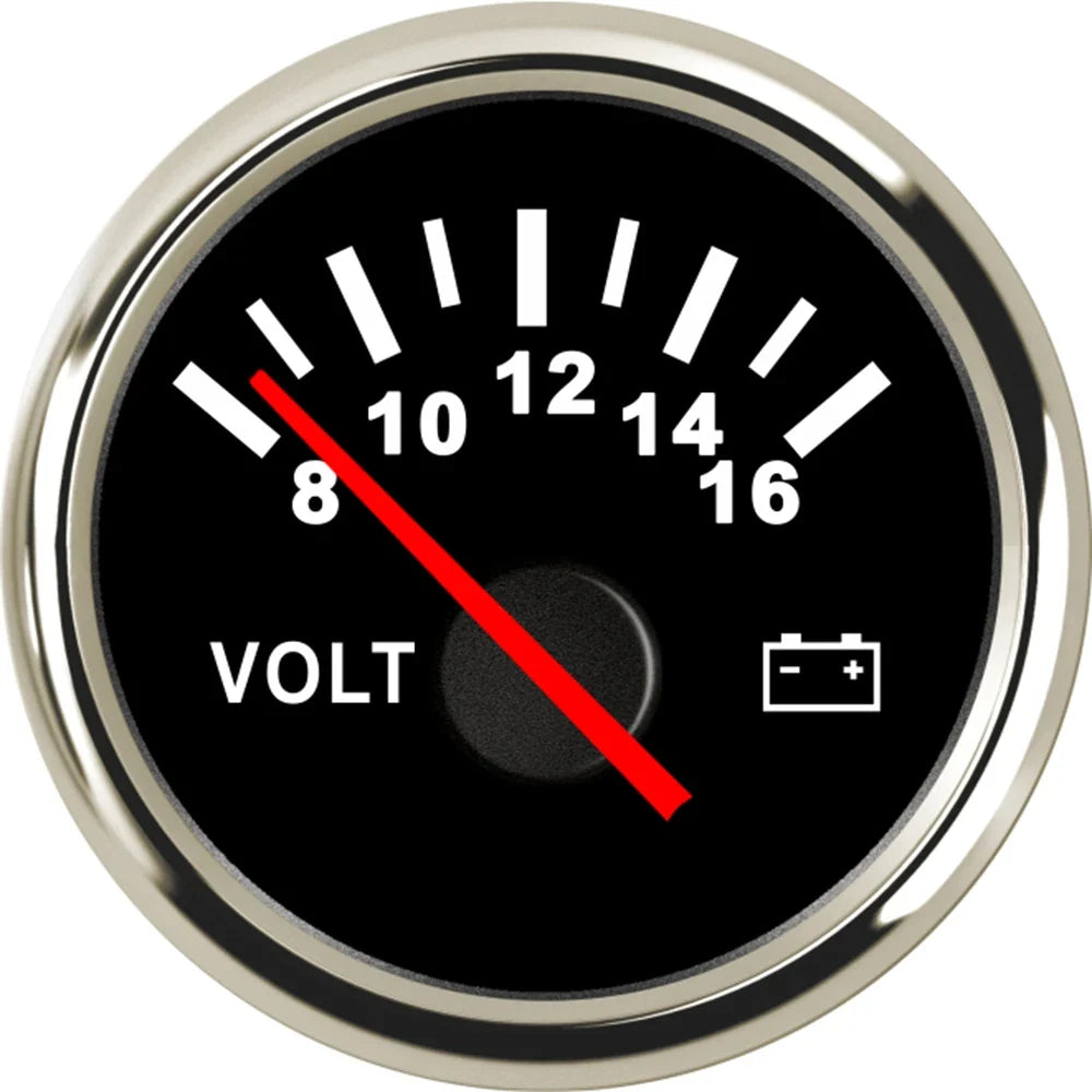 AD Universal 52mm Voltmeter | 8-16V Waterproof Gauge for Car Motorcycle Boat with Red Backlight MyPetiteCar.com