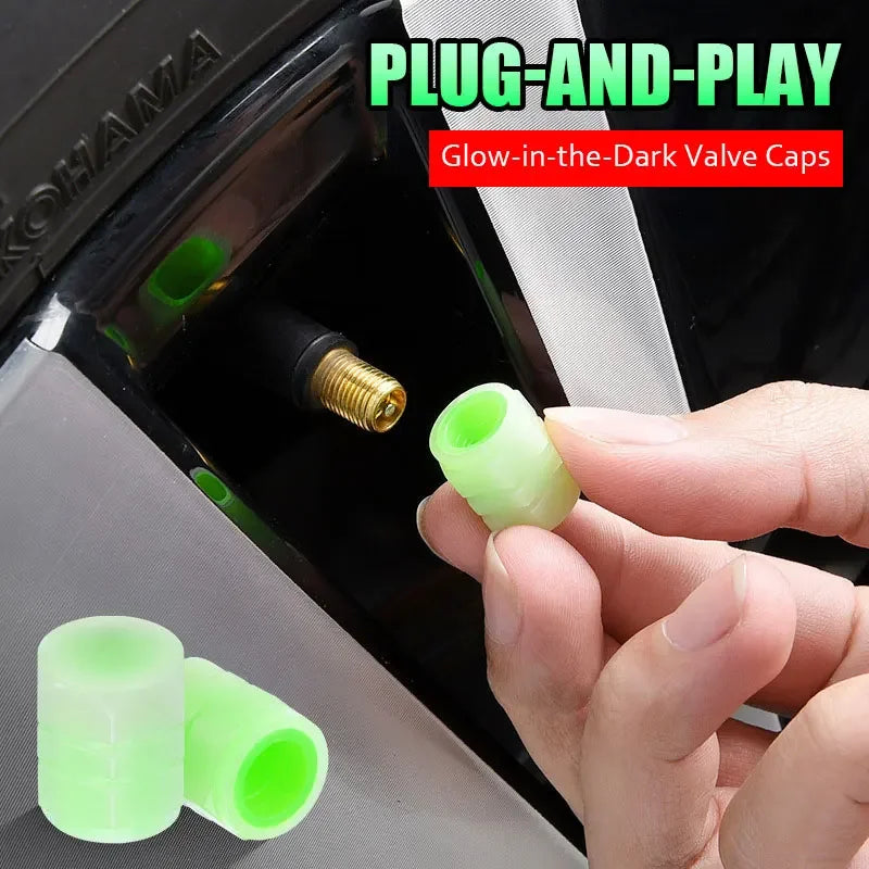 Glow-in-the-Dark Tire Valve Caps | Luminous Car Motorcycle Accessories