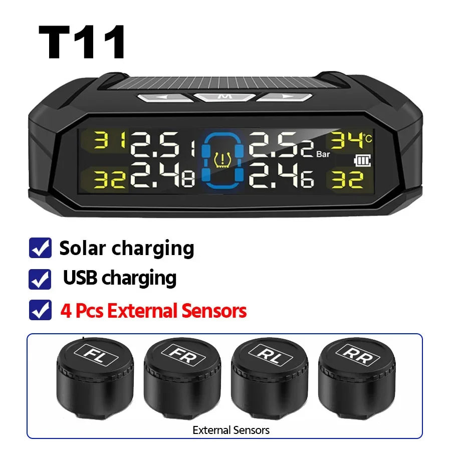 Car Tire Pressure Monitoring System | 4-Sensor TPMS with Solar Display MyPetiteCar.com