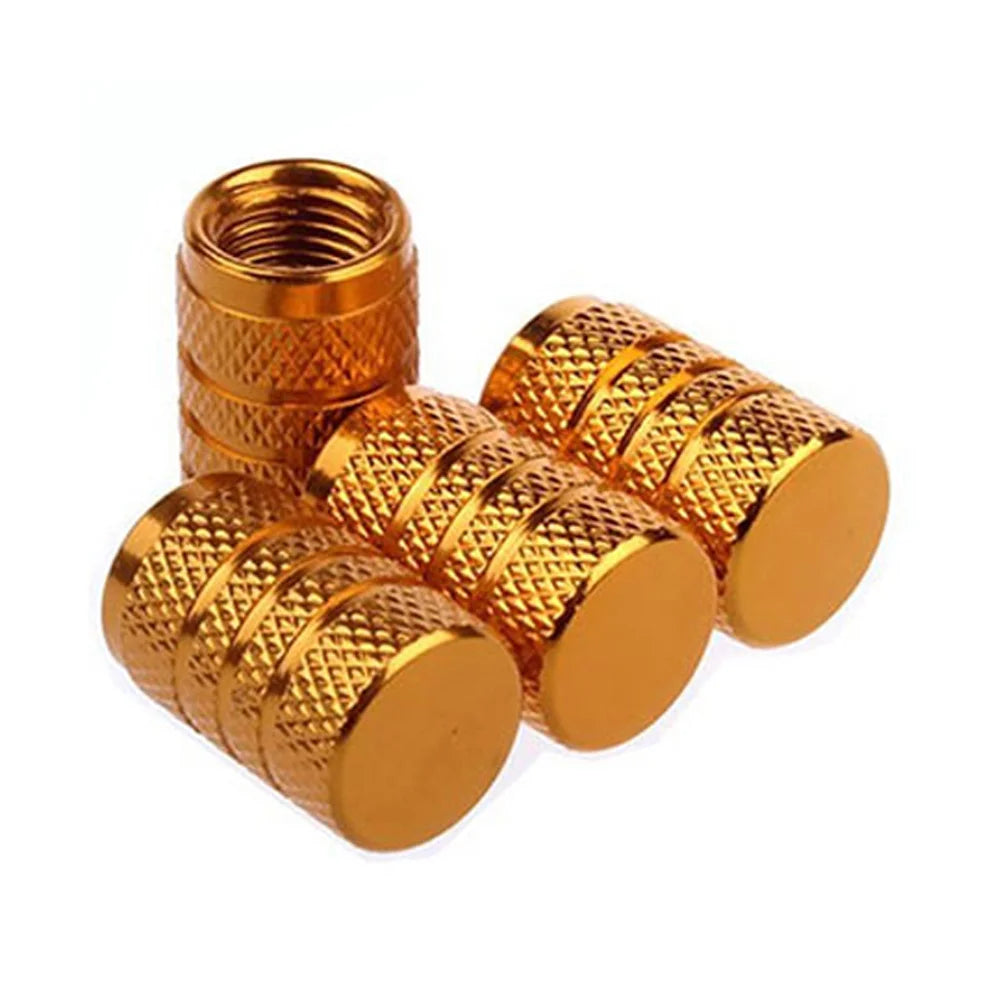 DSYCAR 4Pcs Silver Aluminum Knurling Tire Valve Stem Caps | US Schrader Compatible MyPetiteCar.com