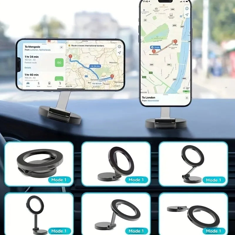 360° Rotating Magnetic Car Phone Holder | Foldable Dashboard Mount for All Smartphones