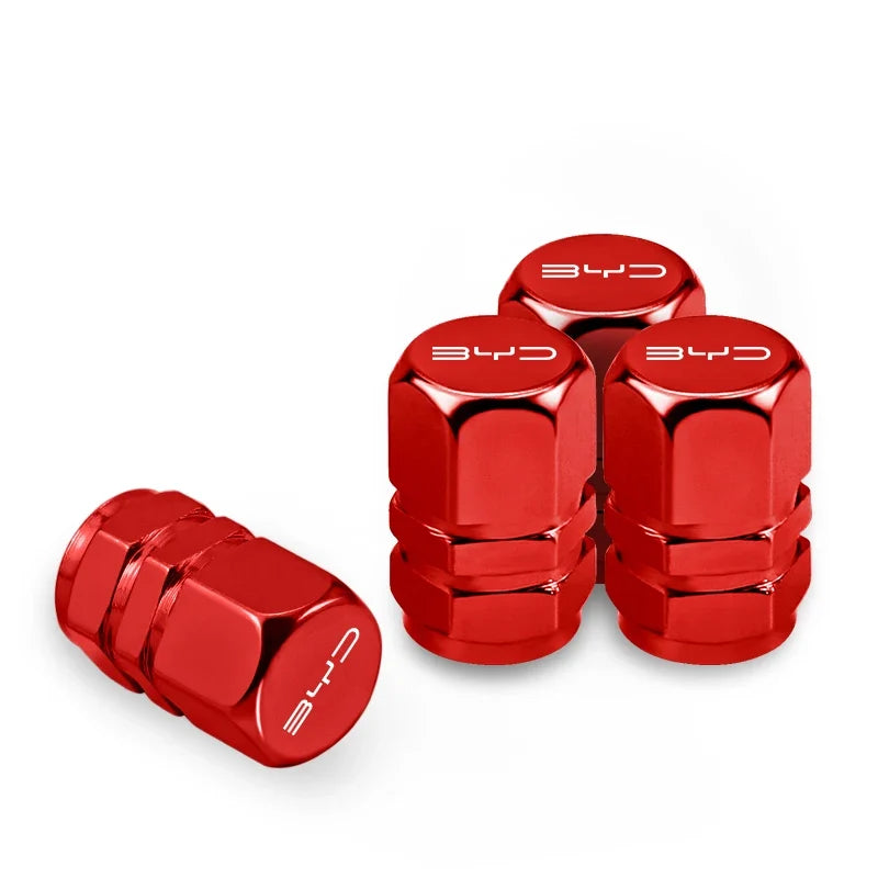 4Pcs Aluminum Alloy Tire Valve Caps for BYD Models | Waterproof Dustproof Cover Set