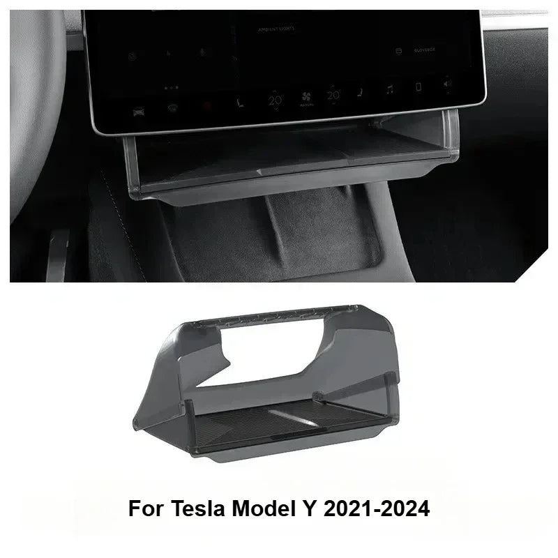 Hidden Storage Organizer Tray for Tesla Model Y Juniper and Model 3 Highland | Under Screen Box MyPetiteCar.com