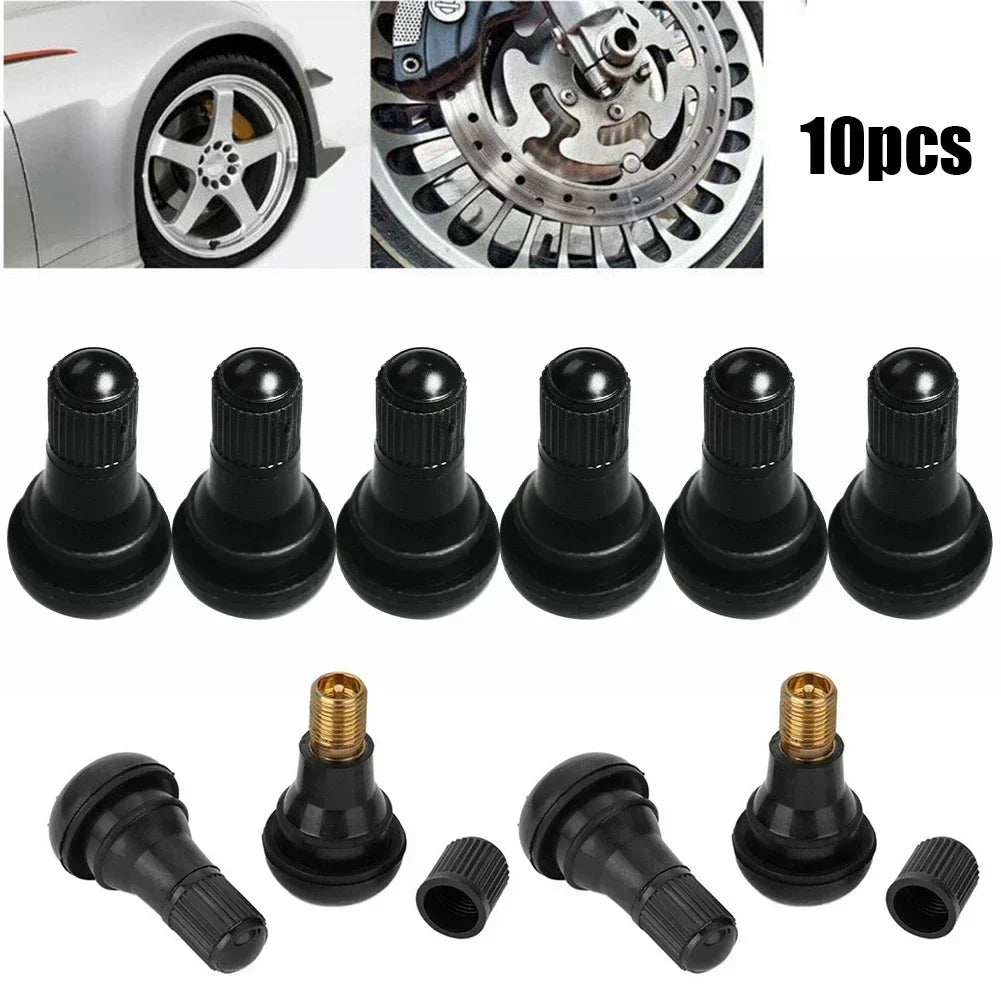 10 Pcs TR412 Tubeless Rubber Tire Valve Stems with Plastic Caps