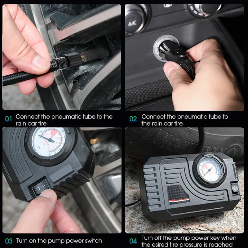 CARSUN Mini Air Pump Tire Inflator Portable Compressor | Digital Wired Car Tyre Inflator for Bicycle Balls MyPetiteCar.com