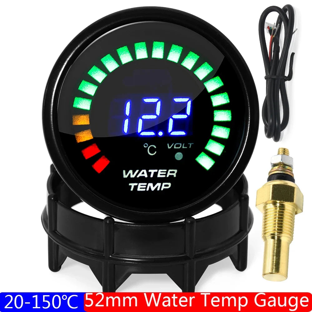 2" 52MM Digital LED Gauge Set | PSI Boost Vacuum Water Temp Oil Temp Oil Press Voltmeter Air/Fuel Ratio EGT RPM Tachometer MyPetiteCar.com