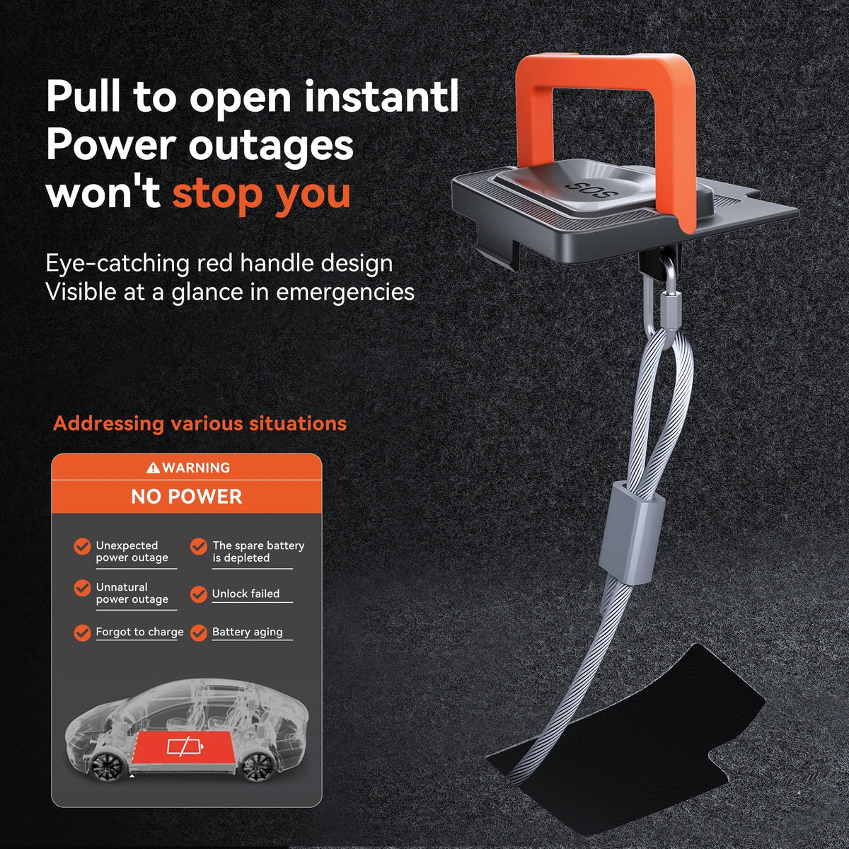 YZ Rear Door Emergency Safety Pull Rope | For Tesla Model Y/Juniper 2021-2026 & Model 3 Highland MyPetiteCar.com