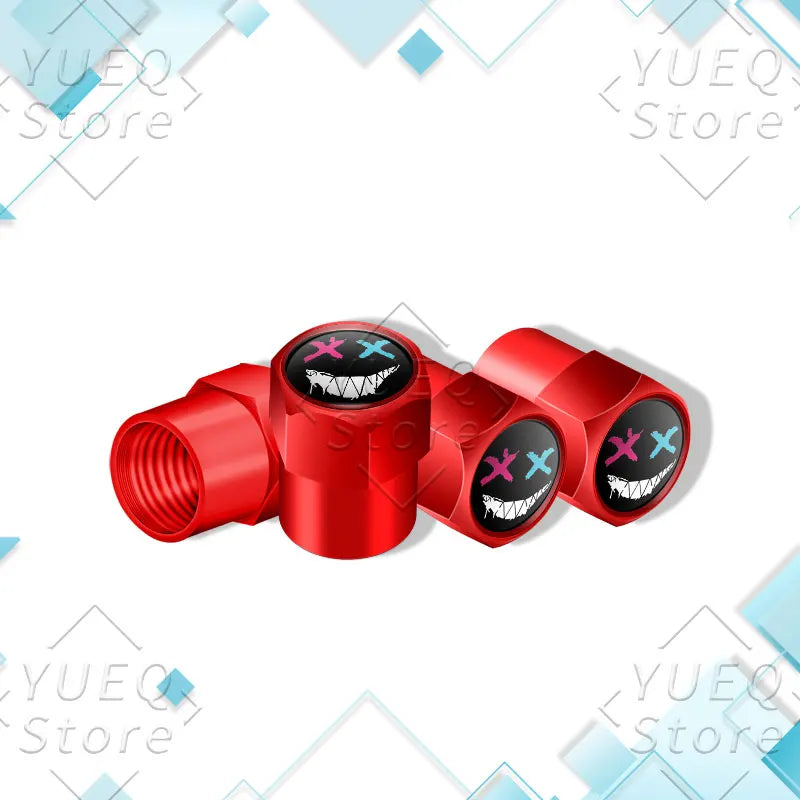 4Pcs XX Smiling Face Logo Pattern Car Tire Valve Caps | Universal Aluminum Tire Stem Covers MyPetiteCar.com
