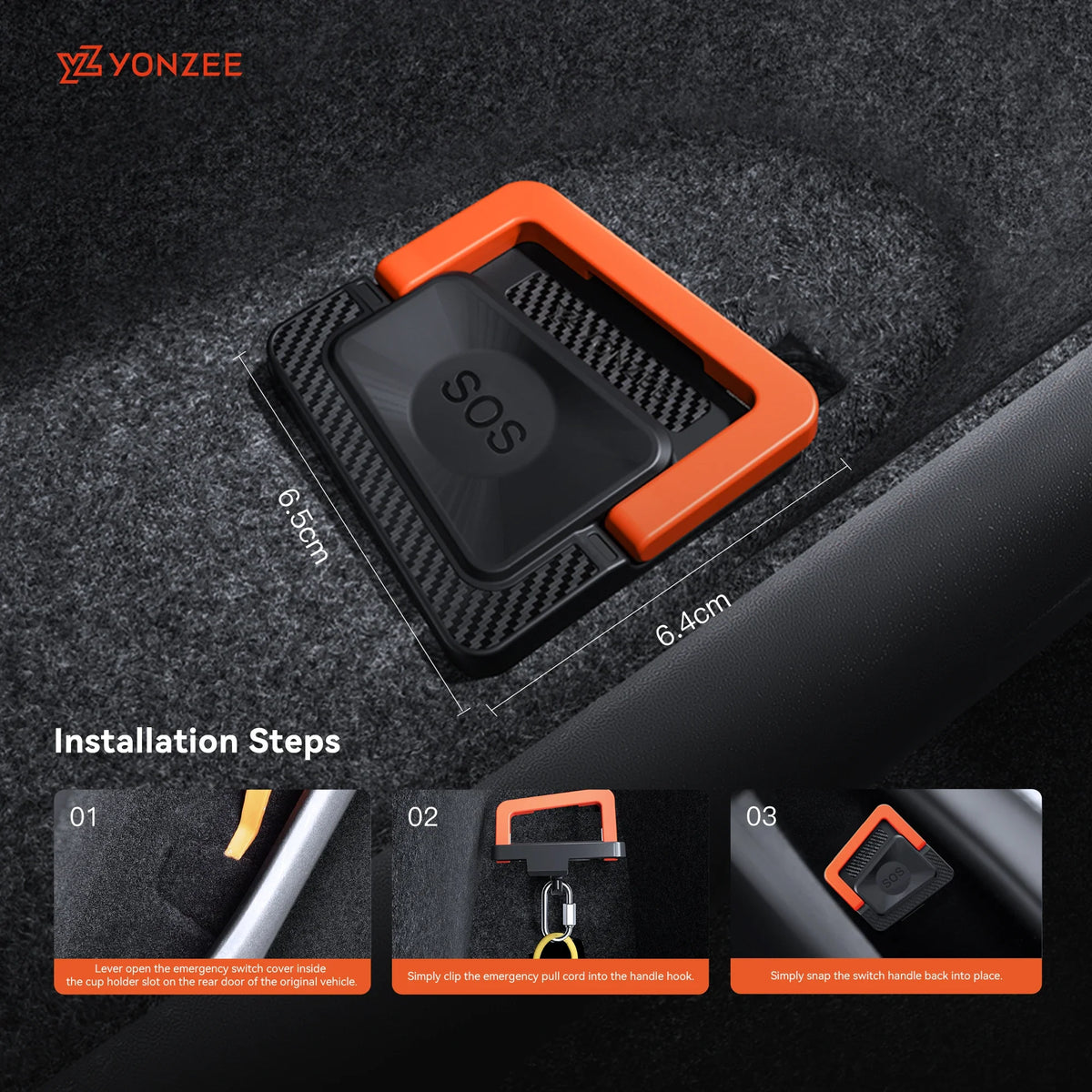 YZ Rear Door Emergency Safety Pull Rope | For Tesla Model Y/Juniper 2021-2026 & Model 3 Highland MyPetiteCar.com