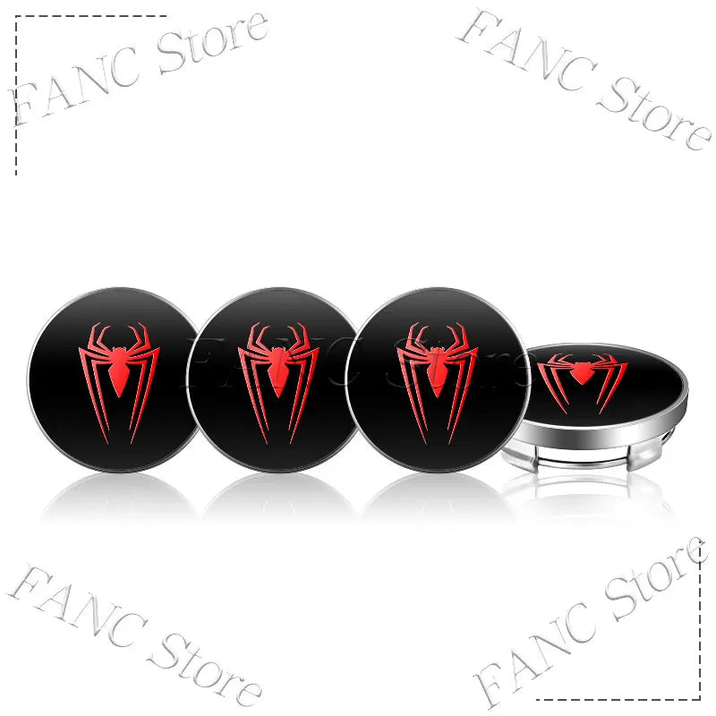 4 Pcs Red Spider Wheel Center Cap Stickers