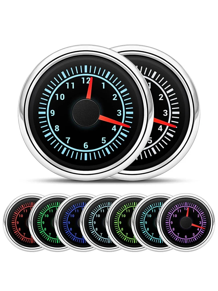 52mm 12-Hour Digital Clock Gauge | 8-Color Backlight for Car Truck Yachts MyPetiteCar.com