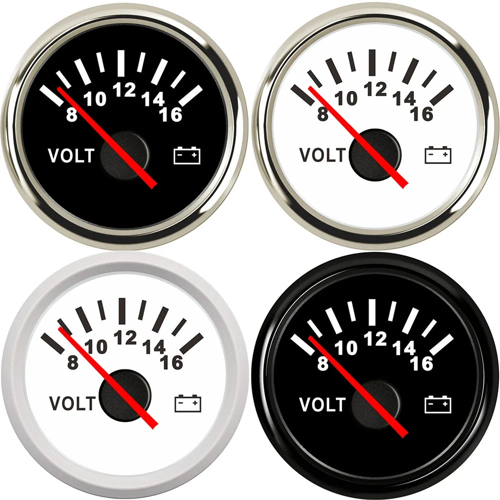 AD Universal 52mm Voltmeter | 8-16V Waterproof Gauge for Car Motorcycle Boat with Red Backlight MyPetiteCar.com