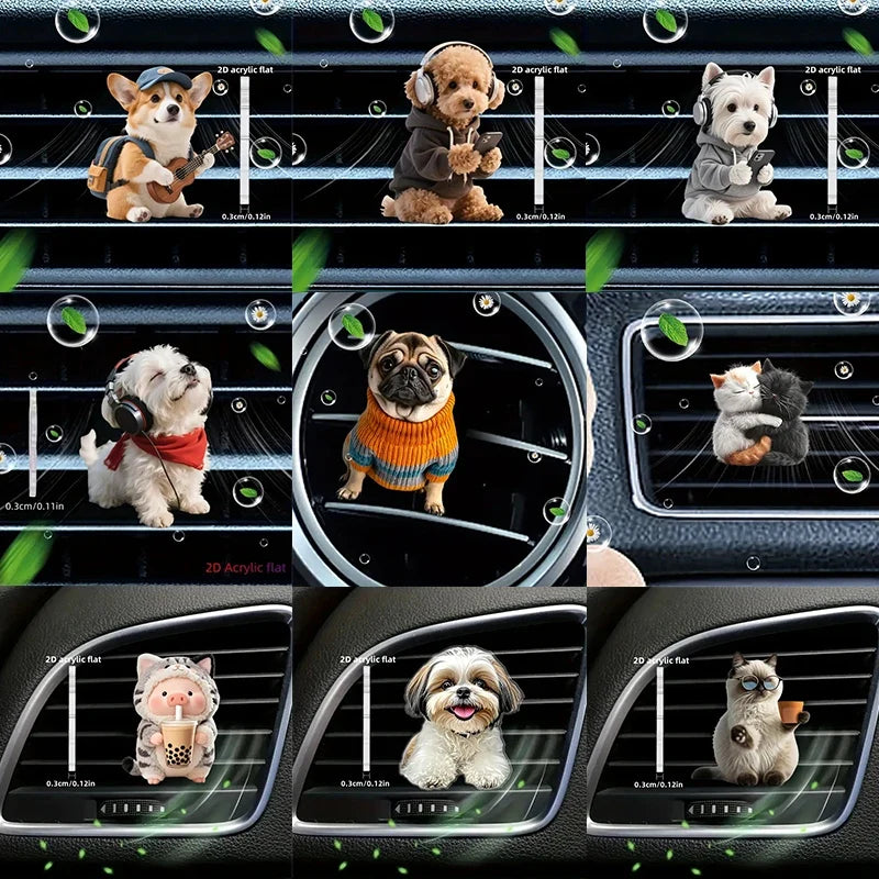 Acrylic Car Vent Clip Aromatherapy Air Freshener Holder 2D Decorative Air Conditioning Vents Accessory for Vehicle Interior MyPetiteCar.com