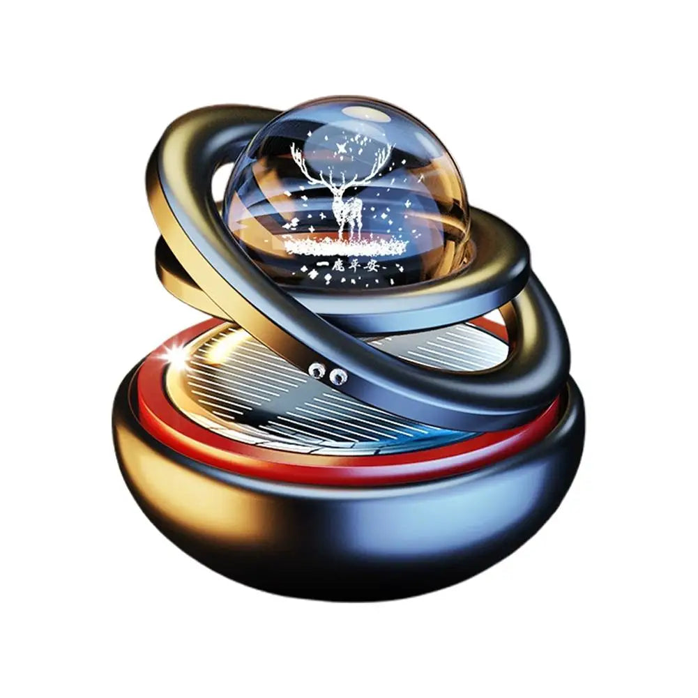 Car Air Freshener Solar Rotating Aromatherapy Star Ball Double Ring Suspended Ornament Diffuser Interior Decoration MyPetiteCar.com
