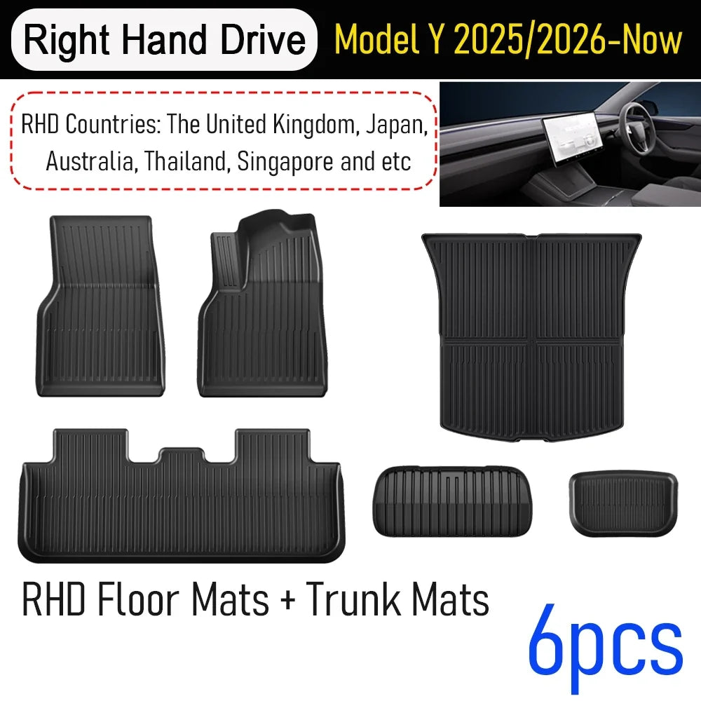 Tesla Model Y Juniper 2025–2026 All-Weather Floor Mats | Full Interior Protection Set MyPetiteCar.com