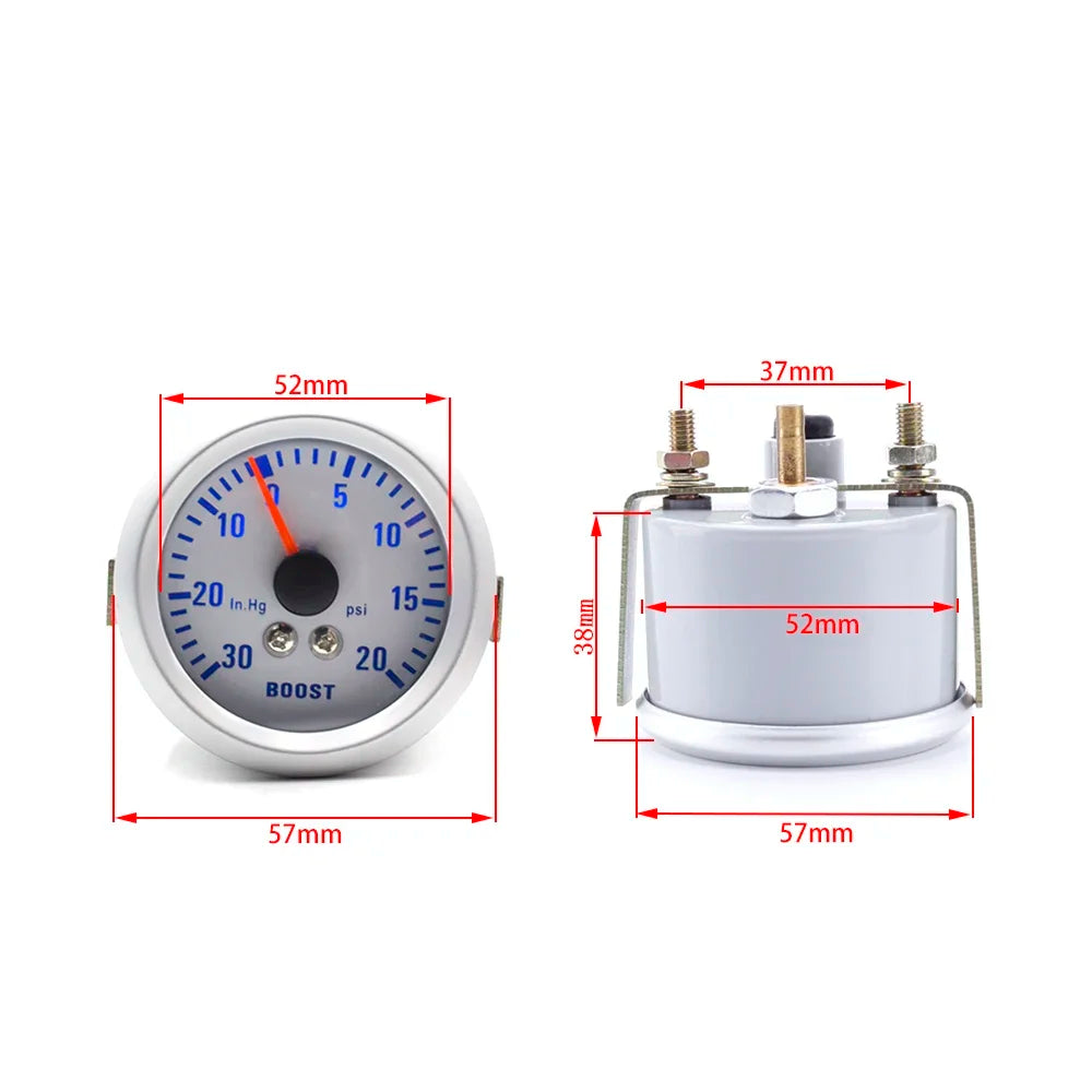 52mm 7-in-1 Car Gauge Set | LED Boost, Water Temp, Oil Pressure & Tachometer