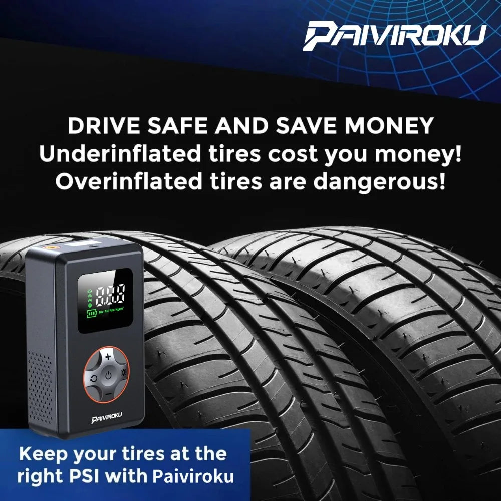 Portable Tire Inflator Cordless Air Compressor | 150 PSI Mini Bike Pump with LED Light MyPetiteCar.com