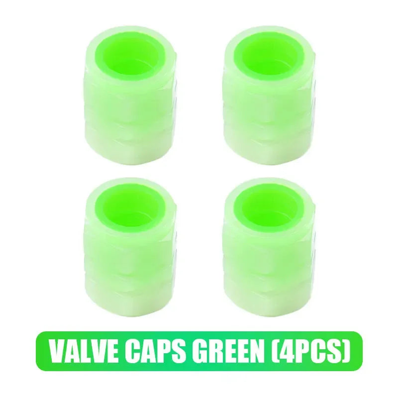 Glow-in-the-Dark Tire Valve Caps | Luminous Car Motorcycle Accessories