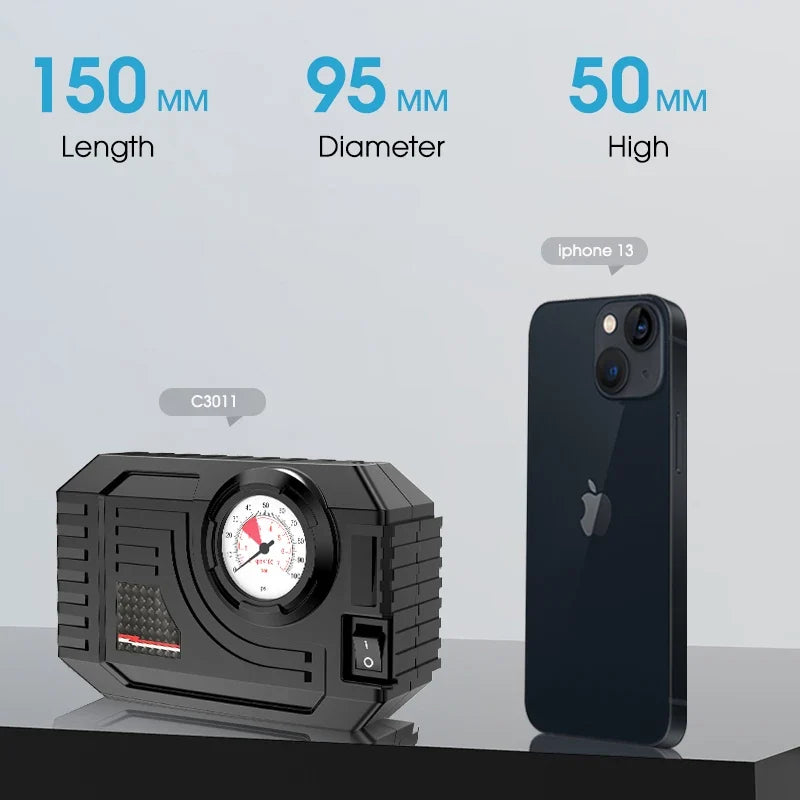 CARSUN Mini Air Pump Tire Inflator Portable Compressor | Digital Wired Car Tyre Inflator for Bicycle Balls MyPetiteCar.com
