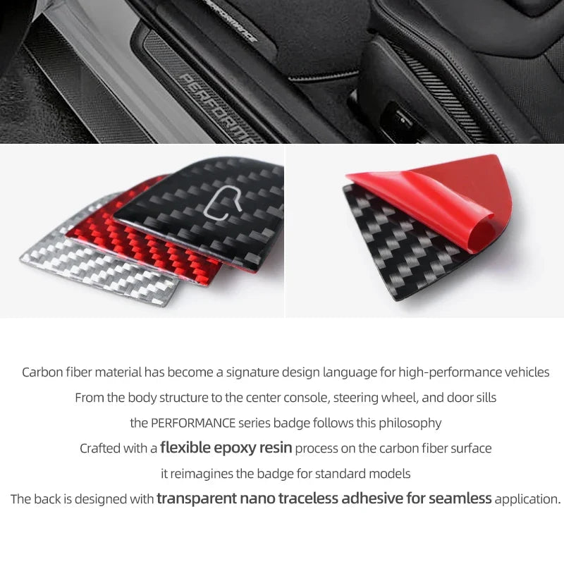 For Tesla Model 3 Highland Model Y Carbon Fiber Door Switch Trim | Interior Stickers MyPetiteCar.com
