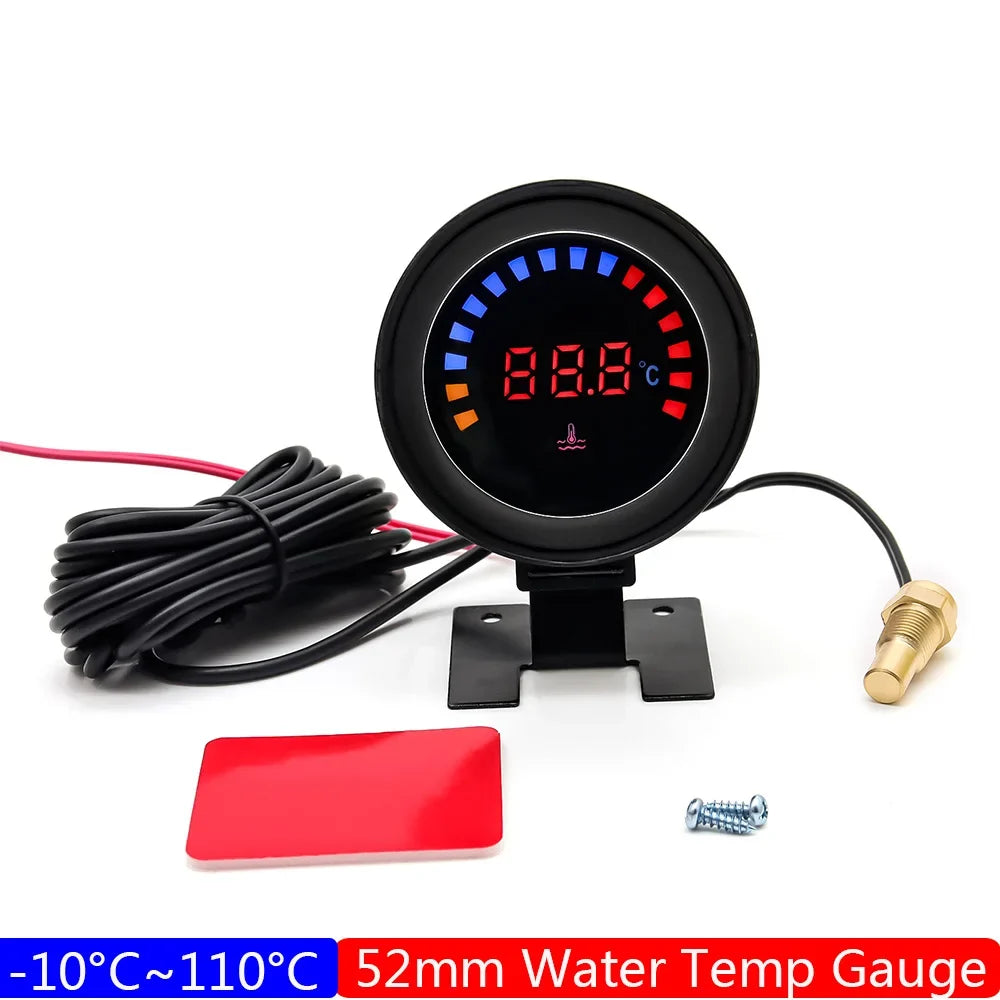 52mm Water Temperature Gauge with Sensor | Digital LCD Water Temp Meter for 12V 24V Cars MyPetiteCar.com