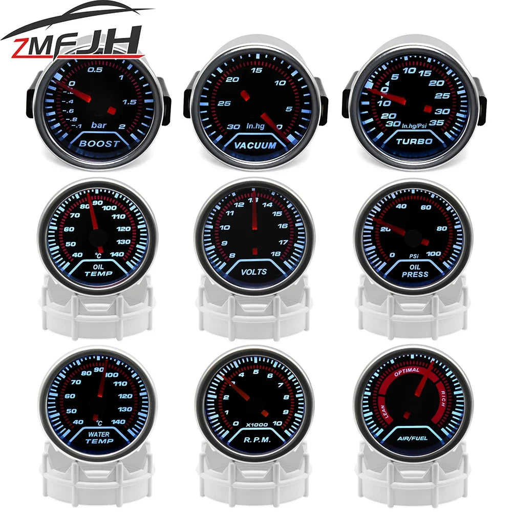 52mm Digital Car Gauge Set | Turbo Boost Oil Temp Water Temp Oil Press Voltage RPM AFR EGT Meter 12V MyPetiteCar.com
