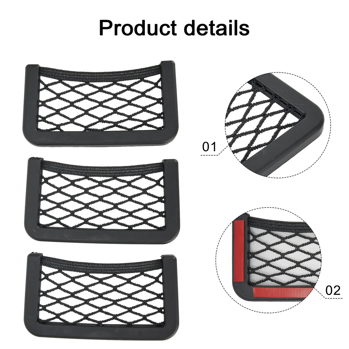 3pcs Universal Car Organizer Mesh Storage Bag | Seat Side Net Pocket for Phone and Sundries MyPetiteCar.com