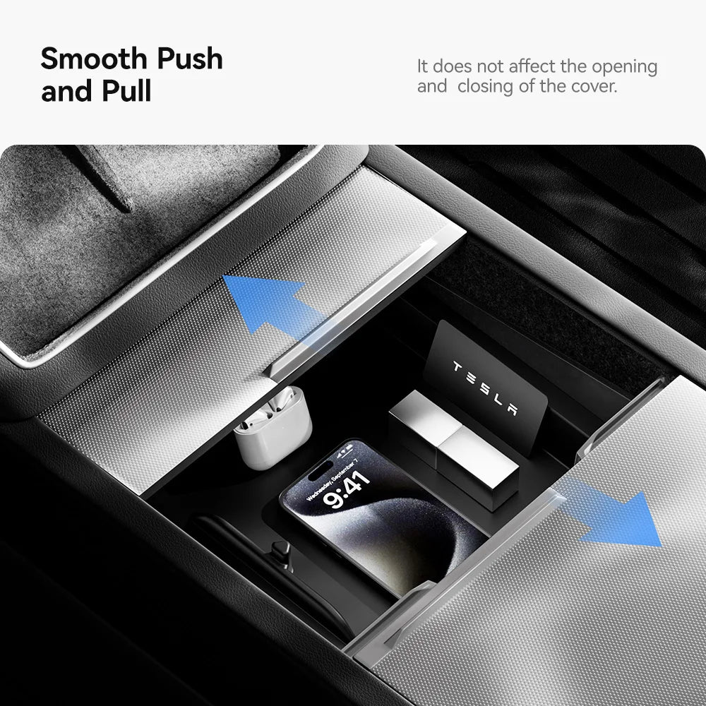 YZ For Tesla Model Y YL Juniper 3 Highland 2021-2026 Storage Box Hidden Armrest Front Center Console Organizer Box Car Accessory MyPetiteCar.com