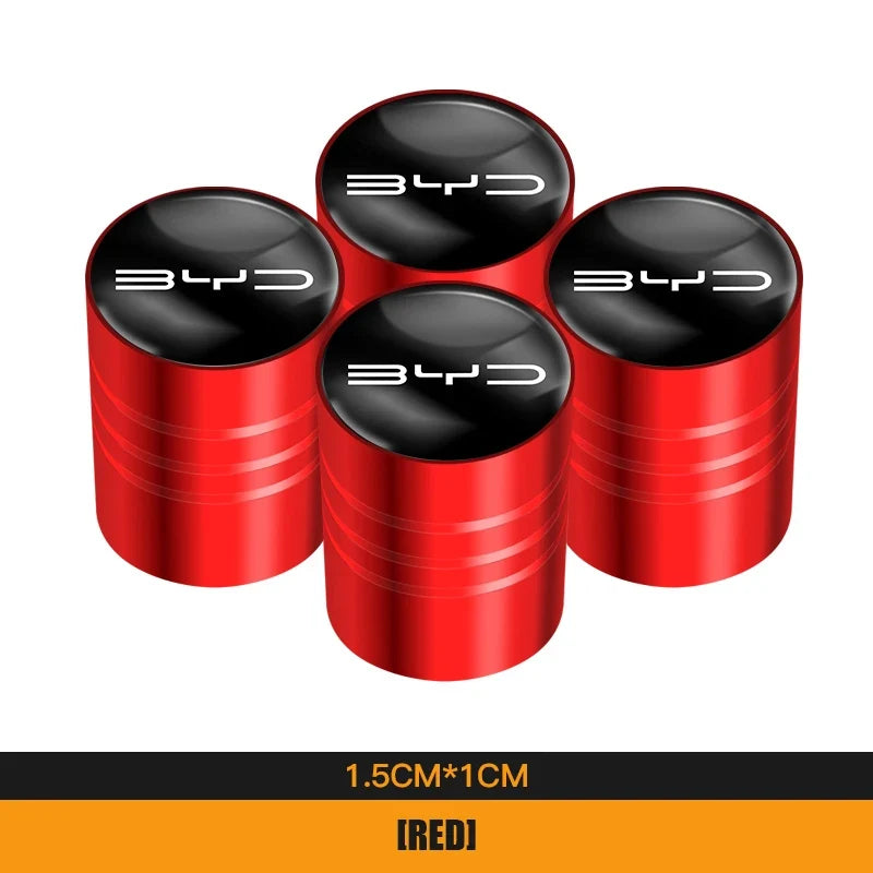 4Pcs Aluminum Alloy Tire Valve Caps for BYD Models | Waterproof Dustproof Cover Set