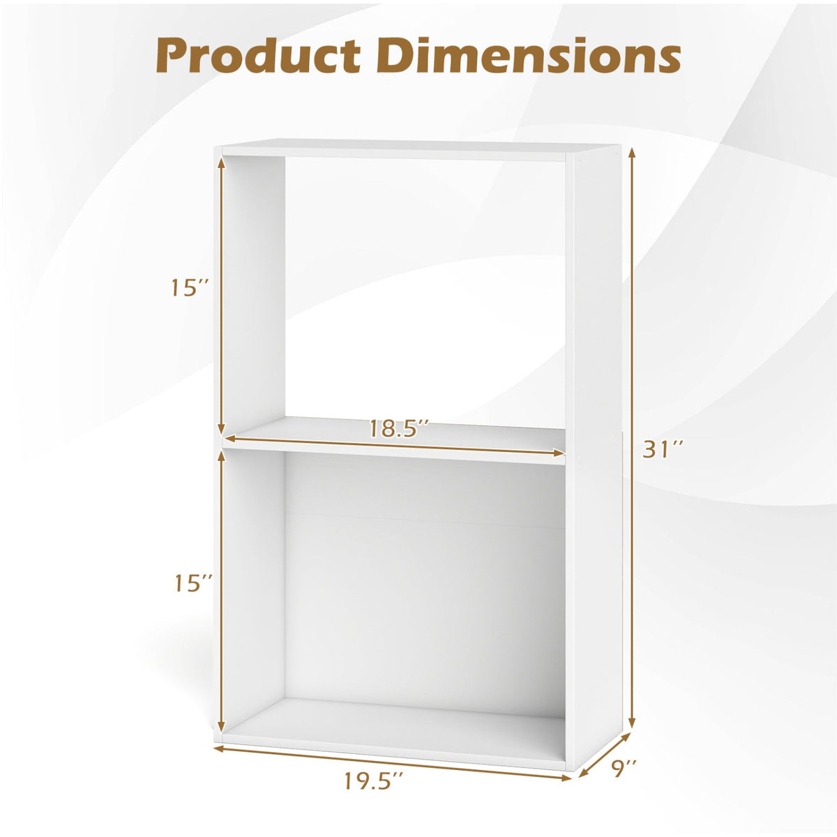 3-Tier Bookshelf with Open Storage - Set of 2