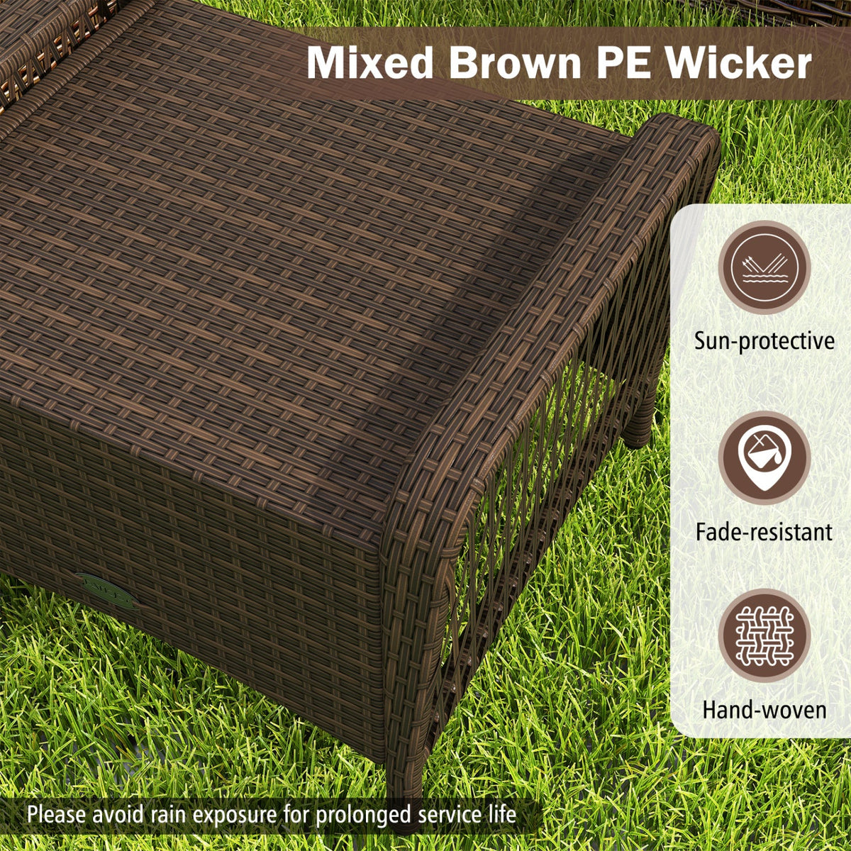 Outdoor PE Wicker Ottomans Set of 2 with Removable Cushions DirectDeals