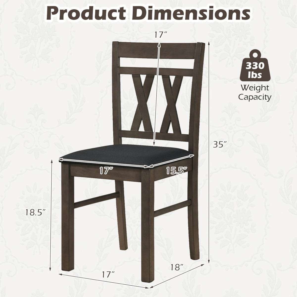 Upholstered Dining Chairs Set of 2 - Linen Style Gray
