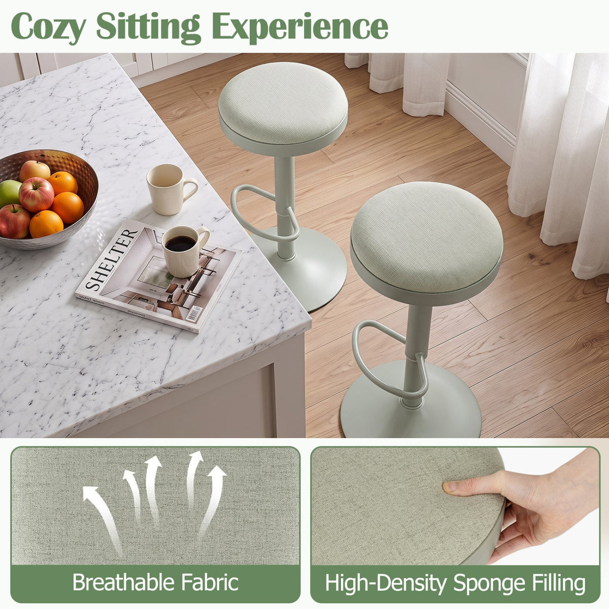 Adjustable Swivel Bar Stools Set of 4 with Padded Seats DirectDeals